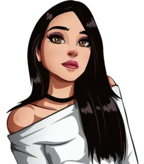 😕 mujer, dibujo animado, niña, retrato, ilustración telegram sticker
