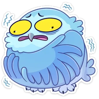 🥶 gufo, freddo, cartone animato, animale, tremante telegram sticker