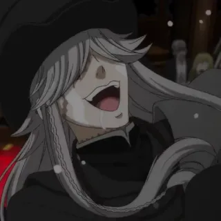 😂 Undertaker Black Butler Anime, Manga, Black Butler, Undertaker, sorridente, ridendo telegram sticker