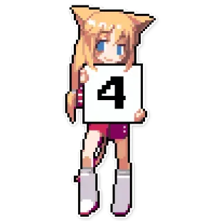 👍 4 Anime, Número, Arte digital, Personaje, Lindo telegram sticker