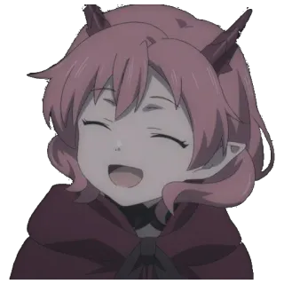 😌 anime, demon, cute, smiling, horns telegram sticker