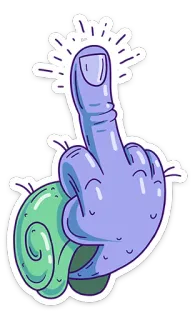 🖕 doigt d'honneur, escargot, offensant, dessin animé, geste, humour telegram sticker
