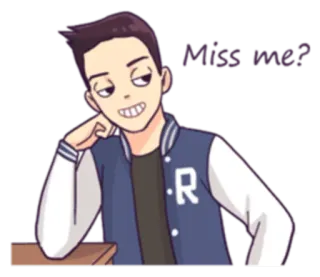 😌 Miss me? desenho animado, sorrindo, menino, saudades, casual telegram sticker