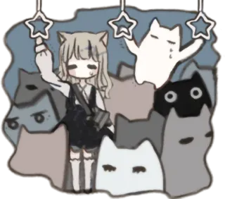 🚌 动漫, 猫, 猫咪, 女孩, 可爱, 卡哇伊, 火车, 星星 whatsapp sticker