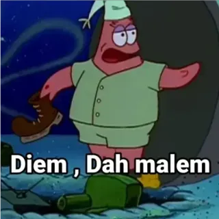 👾 Patrick Star Spongebob Squarepants Diem, Dah malem patrick, spongebob, cartoni animati, notte telegram sticker