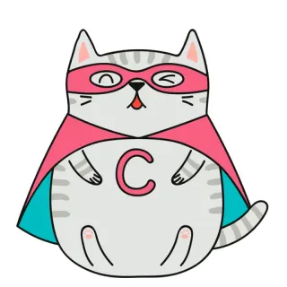 😮 kot, superbohater, peleryna, słodki, zwierzę telegram sticker
