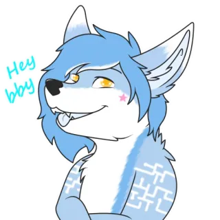 😘 Hey bby furry, wolf, cartoon, cute, animal, digital art telegram sticker
