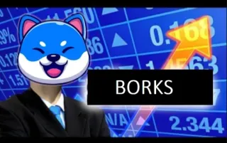 💪 BORKS dog, shiba inu, meme, stocks, financial, business, uptrend whatsapp sticker