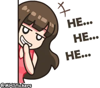 😈 HE... HE... HE... cartoon, anime, smirking, sneaky, girl, plotting telegram sticker