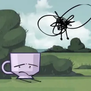 🤥 triste, taza, objeto, dibujo animado whatsapp sticker