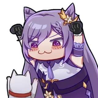 😺 Keqing Genshin Impact keqing, genshin impact, anime, chibi, kucing whatsapp sticker