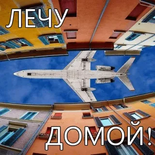 😅 ЛЕЧУ ДОМОЙ! samolot, latanie, budynek, podróże, dom telegram sticker