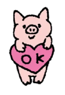 👌 OK cerdo, corazón, ok, rosa, animal, lindo telegram sticker