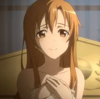 🍂 Asuna Yuuki Sword Art Online Anime, Gadis, Tersenyum, Karakter, Fiksi, Kartun whatsapp sticker
