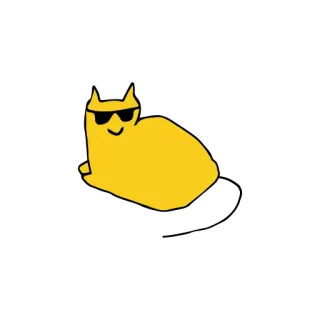 😎 고양이, 선글라스, 만화, 동물, 멋진, 노란색 telegram sticker