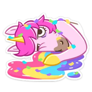 🎨 Unicórnio, Desenho animado, Adesivo, Festa, Confete, Rosa whatsapp sticker