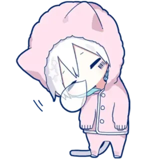 😴 anime, chibi, cute, kawaii, pink, cat, hoodie whatsapp sticker