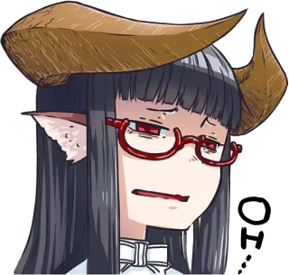 😐 Anime, Demonio, Chica, Cuernos, Ojos rojos, Gafas whatsapp sticker