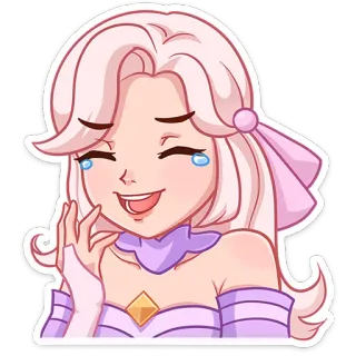 😅 Мультфильм, Аниме, Женщина, Розовые волосы, Смех, Милый, Стикер telegram sticker