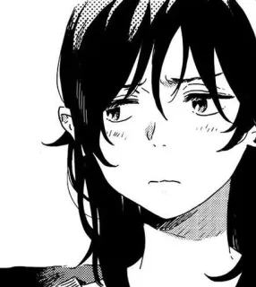 😒 manga, anime, portrait, woman, girl, black and white telegram sticker
