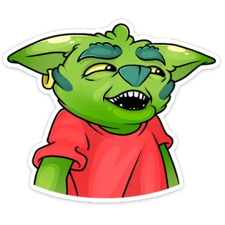 😀 duende, desenho animado, monstro, verde, criatura, personagem, adesivo whatsapp sticker