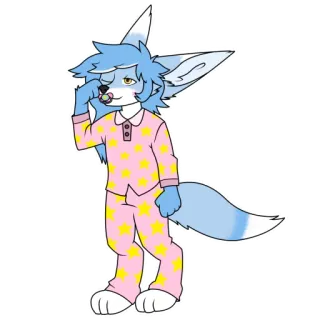 😪 furry, anthropomorphic, pajamas, stars, infant, baby, pacifier telegram sticker