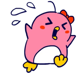 😣 cartoon, pink, bird, angry, upset, crying, sticker whatsapp sticker