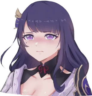 😢 Raiden Shogun Genshin Impact Anime, Videojuego, Genshin Impact, Raiden Shogun, Chica anime, Pelo morado, Llorando telegram sticker