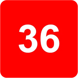 🟥 36 number, red, white, 30s telegram sticker