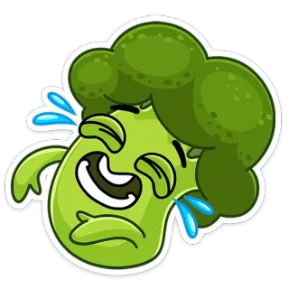 😀 Emoji, Brócolis, Rindo, Desenho animado, Comida, Vegetal whatsapp sticker