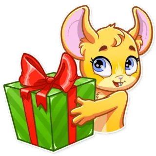 🎁 rato, desenho animado, presente, brinde, fofo, animal telegram sticker