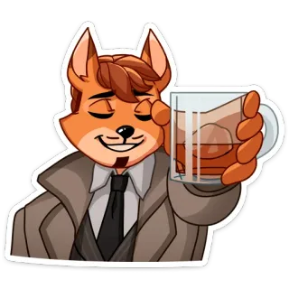 🥃 raposa, álcool, bebida, coquetel, desenho animado, bebida, brinde telegram sticker