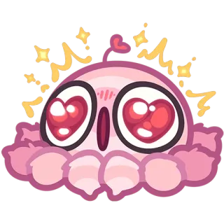 😍 만화, 귀여운, 괴물, 분홍색, 하트, 반짝이 telegram sticker