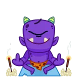 😌 mostro, viola, gesto offensivo, cartone animato telegram sticker