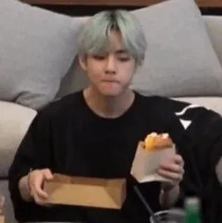✨ man, eating, food, indoor, person, snack, korean telegram sticker