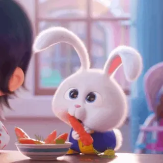 🍬 Snowball The Secret Life of Pets bunny, rabbit, carrot, cute, animated, pet telegram sticker