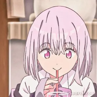 🤤 aniSearch.com Anime, Chica, Bebiendo, Pelo rosa telegram sticker