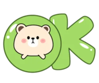 👿 OK ok, 곰, 초록, 귀여운, 동물, 승인 telegram sticker