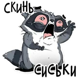 😫 Скинь сиськи rakun, menangis, kartun, permintaan whatsapp sticker