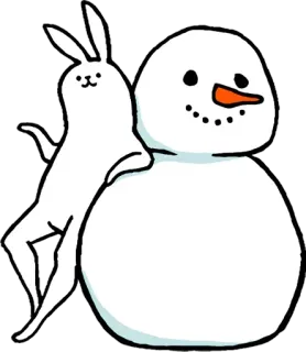 ⛄ coniglio, pupazzo di neve, inverno, carino, cartone animato, illustrazione, neve telegram sticker