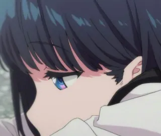 😔 anime, girl, close-up, profile, eye, teen whatsapp sticker