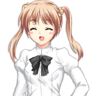 😄 garota anime, estudante, desenho animado, sorrindo, rabos de cavalo telegram sticker