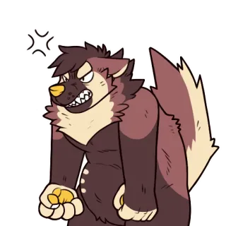 😤 animal, enojado, dibujos animados, personaje, peludo, lobo telegram sticker