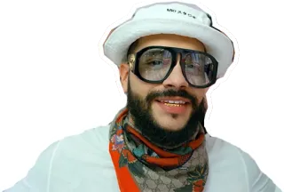 😎 homme, lunettes de soleil, barbe, chapeau, portrait, écharpe telegram sticker