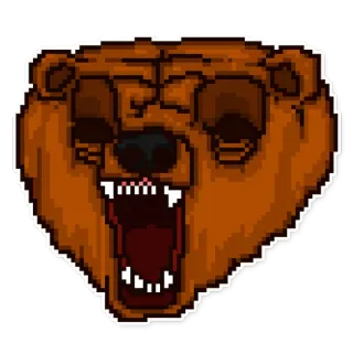 🐻 oso, animal, enojado, pixelado, boca abierta, dientes whatsapp sticker