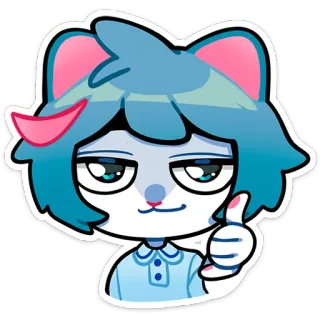 🤙 Kreskówka, Słodki, Postać, Kciuk w górę, Pozytywny, Akceptacja telegram sticker