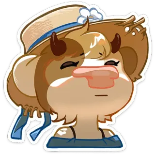 😑 Kuh, Figur, Hut, Cartoon, Tier, süß telegram sticker