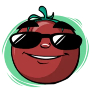 😎 tomat, keren, kacamata hitam, makanan, sayuran, emoji whatsapp sticker
