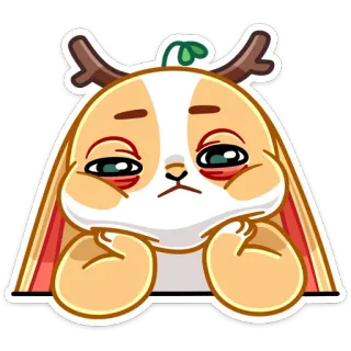 😫 Dibujos animados, Conejo, Animal, Dormilón, Lindo, Kawaii, Cansado telegram sticker