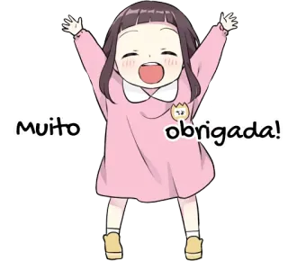 🙏 muito obrigada! süß, Anime-Mädchen, danke, kawaii, entzückend, Dankbarkeit whatsapp sticker